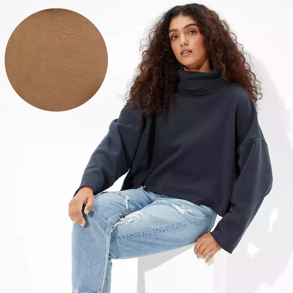 AMERICAN EAGLE *Camel* Forever Cropped Turtleneck Sweatshirt
